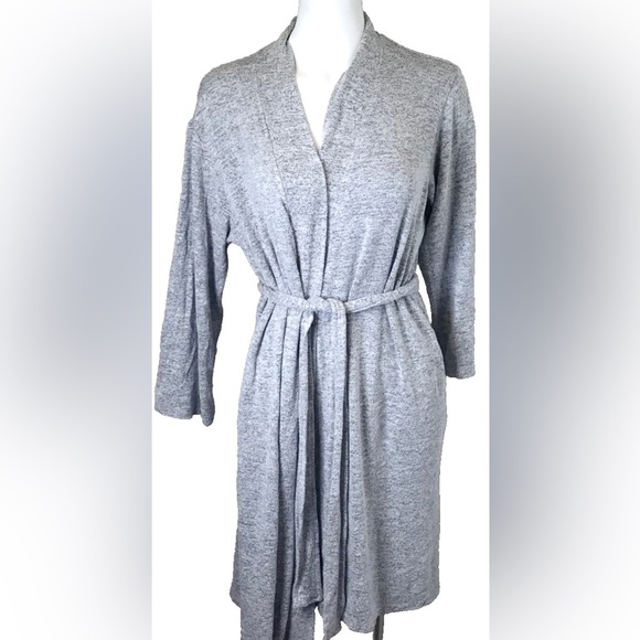 Natori Soho Brush Robe Basics Heather Gray Size S Cozy Loungewear Self Tie Belt - Picture 10 of 10